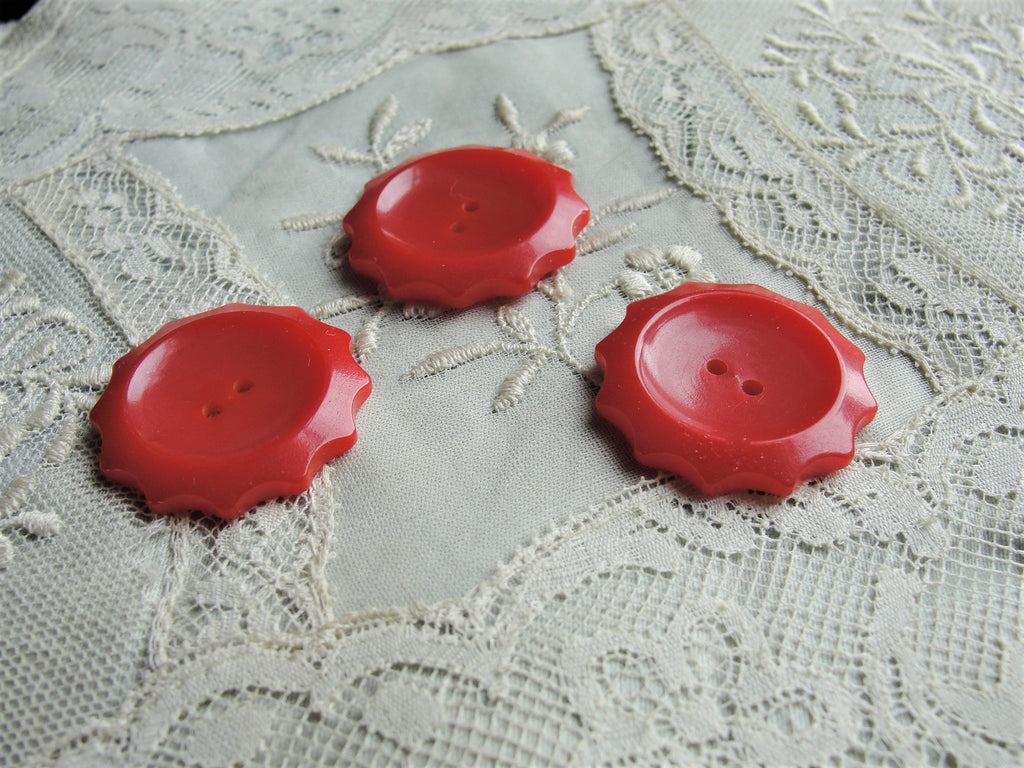 Vintage Radiant Brand Red Buttons New Never Used Red Buttons Set of 3