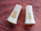 LOVELY Small Vintage 1920s Hand Painted Pearl Lustre Salt and Pepper Shakers Lusterware Gilt Tops Perfect For Special Luncheons or Shower Bridal Wedding Gift Collectible Shakers