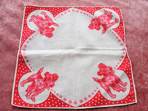 ADORABLE Vintage 1930s Hanky Childrens Handkerchief TERRIER Dog Puppy Printed Child's Hankie Great To Frame