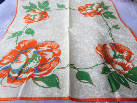 COLLECTIBLE  Vintage Printed Floral Hanky Colorful Flowers Handkerchief To Frame Collectible Hankies,1950s Hankies,1950s Hanky,1950s Handkerchiefs,Mid Century Hankies