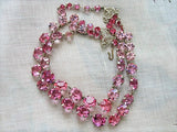 SPARKLING Pink Cut Crystal Bead Necklace,Gorgeous Glittering High Quality 1950s Crystal Double Strand Necklace,Day Evening or Bridal Jewelry