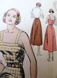 40s LOVELY Sun Dress Bolero Jacket Pattern VOGUE 6467 Camisole Top,Button Back Flared Skirt Dress Fitted Jacket With Cutaway Front Bust 34 Easy To Make Vintage Sewing Pattern