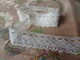 GORGEOUS Antique French Lace,Cotton Trim,Intricate Pattern 46 inches,Dolls,Christening Gowns,Bridal Heirloom Sewing,Collectible Lace