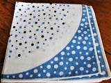 ART DECO Geometric Hanky,Polka Dots Hankie, Deco Pattern Handkerchief,Blue Dot Hankie,Collectible Hankies,Vintage Hankies,Colorful Hanky