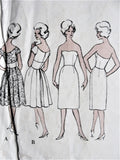1960s STUNNING Evening Cocktail Dress, Strapless Slip and Stole Pattern VOGUE Couturier Design 1002 Wide Open Scoop Neckline,Figure Flattering Midriff Dress Ideal For Lace Bust 32 Vintage Sewing Pattern