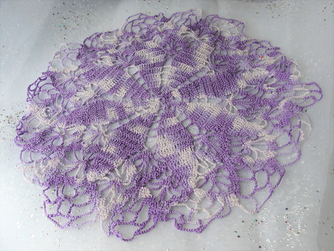 PRETTY Vintage Doily Lilac and Purple,Hand Crocheted Doily,Farmhouse Decor,French Country Cottage,Vintage Collectible Doilies