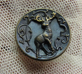 Antique Figural Metal Victorian Fancy Button STAG Highly Detailed Design Lovely Collectible For Button Collector