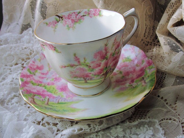 BEAUTIFUL Vintage Tea Cup and Saucer BLOSSOM TIME Royal Albert English Bone China for Bridal Luncheons,Showers, Hostess Gift, Bridesmaid Gift, Weddings,Tea Parties, Brocante