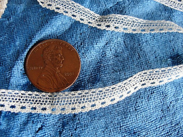 SWEET French Lace, TINY Cotton Trim, Dainty Lace, Doll Size, Baby Bonnets, French Dolls Lace, Heirloom Sewing,Collectible Lace