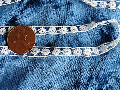 LOVELY Antique French Lace, TINY Cotton Trim, Dainty Lace, Doll Size, Baby Bonnets, French Dolls Lace, Heirloom Sewing,Collectible Lace