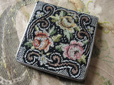 BEAUTIFUL Vintage Powder Compact Mirror Petit Point Tapestry Bridesmaid Gift Just Lovely