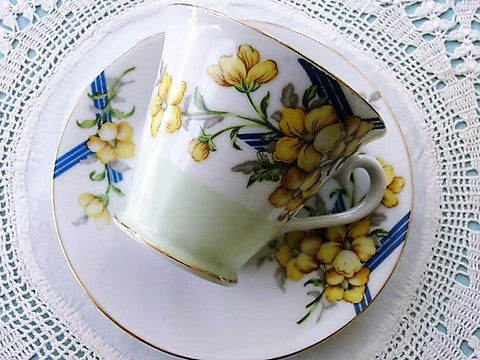 VINTAGE OCCUPIED Japan Teacup and Saucer Yellow Flowers Cup and Saucer Collectible