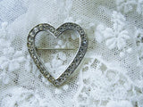 CHARMING Vintage Heart Shape Brooch Sparkling Rhinestones Pin Costume Jewelry