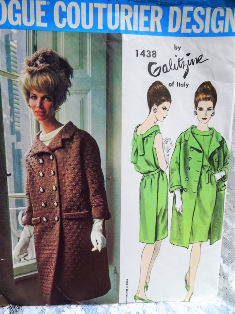 60s GLAM Galitzine of Italy Evening Dress and Coat Pattern VOGUE Couturier Design 1438 Bust 32 Vintage Sewing Pattern