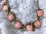 1950s Thermoset Sparkle Pink Thermoplastic and Gold Tone Metal Necklace Wear or Collect Vintage Costume Jewelry