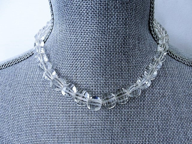DAZZLING Antique Cut Crystal Necklace Amazing Heavily Cut Swarovski Brilliant Crystal Glass Sterling Silver Clasp Quality Vintage Jewelry