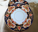 SUMPTUOUS Antique Tea Plates, Set of 6, DERBY Pattern By Royal Albert, Circa 1920s, English Bone China, Lush Hand Painted, Cobalt Blue, Lots Of Gold, Collectible English China