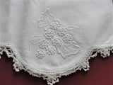 Antique BEAUTIFUL Pair of Pillowcases Lace Edged WhiteWork Hand Embroidery Chic Cottage Romantic Home Fine Vintage Linens