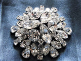 DAZZLING Vintage Signed Sherman Brooch Large Statement Pin Vintage Costume Rhinestone Jewelry