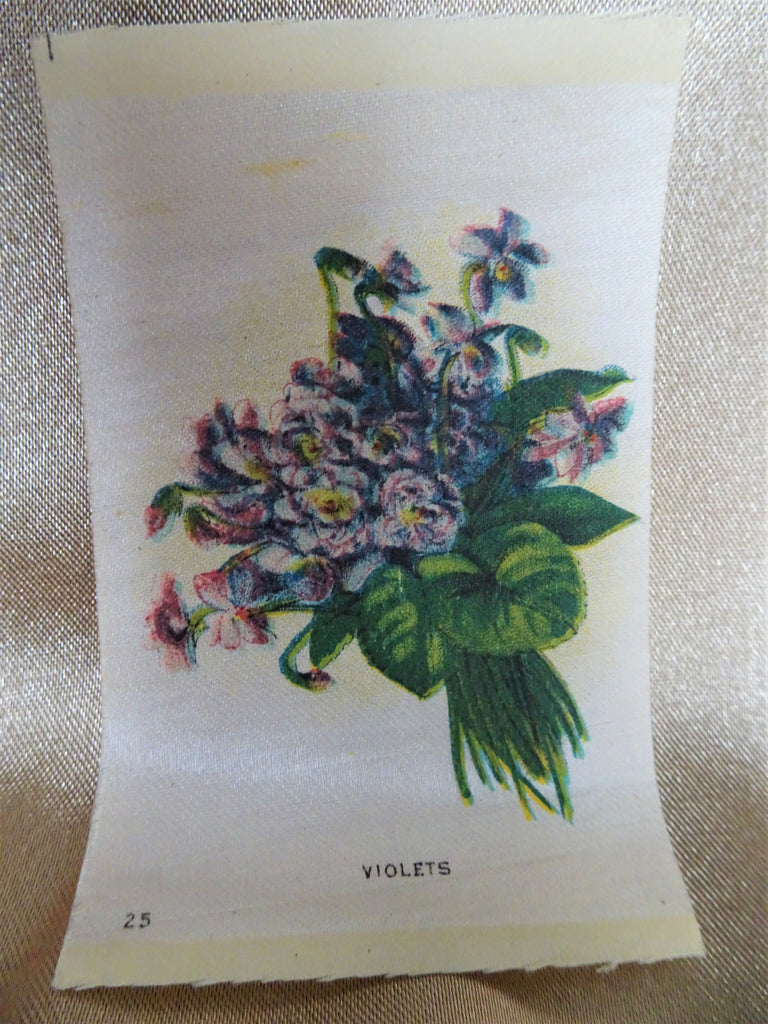 BEAUTIFUL Antique Printed Silk Flowers, Violets, Silks, Antique Silks,For Fine Sewing Quilting Projects or Frame It For Shabby Chic Romantic Cottage Décor
