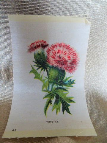 LOVELY Antique Printed Silk Flowers, Thistle Flowers,Floral Silks, Antique Quilt Silks, Craft Silks,For Fine Sewing Quilting Projects or Frame It For Shabby Chic Romantic Cottage Décor