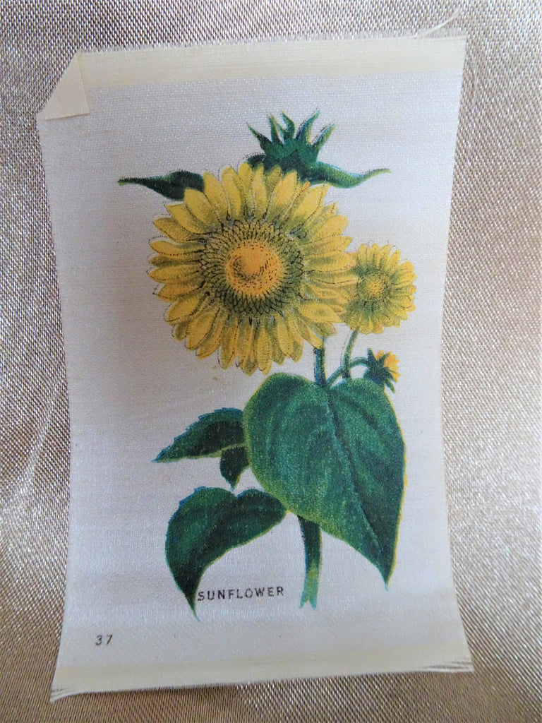 CHARMING Antique Printed Silk Flowers,Sunflowers,Floral Silks, Antique Quilt Silks, Craft Silks,For Fine Sewing Quilting Projects or Frame It For Shabby Chic Romantic Cottage Décor