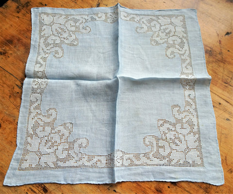 Lovely WEDDING HANDKERCHIEF,DrawnThread Work,Embroidery,Gorgeous Bridal Hankie,Finest Linen Hanky,Something Blue,Collectible Vintage Hankies