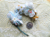 Lovely VINTAGE Millinery Flowers, Pastel Pinks Blue Floral Hat Trim,Bridal, Doll Size,Old Millinery Blue Small Flowers, Heirloom Sewing
