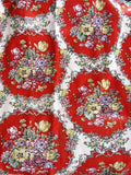 DECORATIVE Vintage Barkcloth Textile Lush Flowers Chic French Country, Romantic Cottage, Farmhouse Decor, Upholstery, Drapery,Vintage Textiles