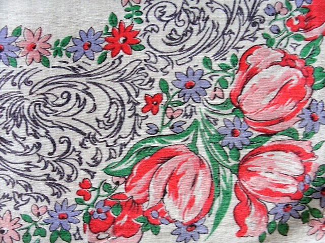LOVELY Vintage Printed Floral Hanky Handkerchief Pretty To Frame It or Give As a Gift Collectible Printed Hankies