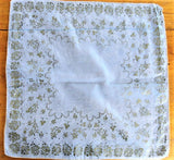 LOVELY 50s Bridal Blue Hanky Hankie Handkerchief Collectible Hankies