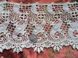 RESERVED GORGEOUS Antique FRENCH Fine Lace Trim Flounce,Intricate Pattern For Bridal Dress,Dolls,Flapper Dress,Heirloom Sewing Antique Textiles