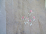 DREAMY Antique Organdy Fabric,Salesmans Sample,Pink Floral Embroidered on Organza ,For Heirloom Sewing, Fine Craft Projects,Collectible Vintage Fabrics