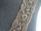 BEAUTIFUL French Netted Lace Collar, Stunning Tambour Lace, V Neck,Heavily worked on Netted Lace,Bridal Lace, Fine Heirloom Sewing, Collectible Vintage Lace