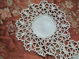 Beautiful VICTORIAN Linen and Lace Pair of Doilies, Each Doily With Wide Intricate Lace, Decorative Vintage Linens