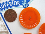 LOVELY Vintage 1930s Buttons, Set of 3 Large Pumpkin Color  Bakelite Early Plastic Buttons New Old Stock, Original Display Card Collectible Vintage Buttons