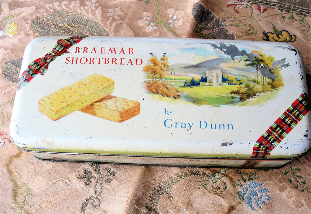 CHARMING Vintage Gray Dunn Biscuit Tin, Braemar Shortbread Cookies