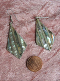FABULOUS Vintage Boho Dangle Earrings Alpaca Silver Abalone Seashell Inlaid Very Flattering Vintage Jewelry