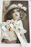ANTIQUE French Flapper Vintage Handmade Silk RIBBONWORK Rosettes Ribbon Flowers Roses Tiny Flowers Downton Abbey Era Bridal Trim Bouquet