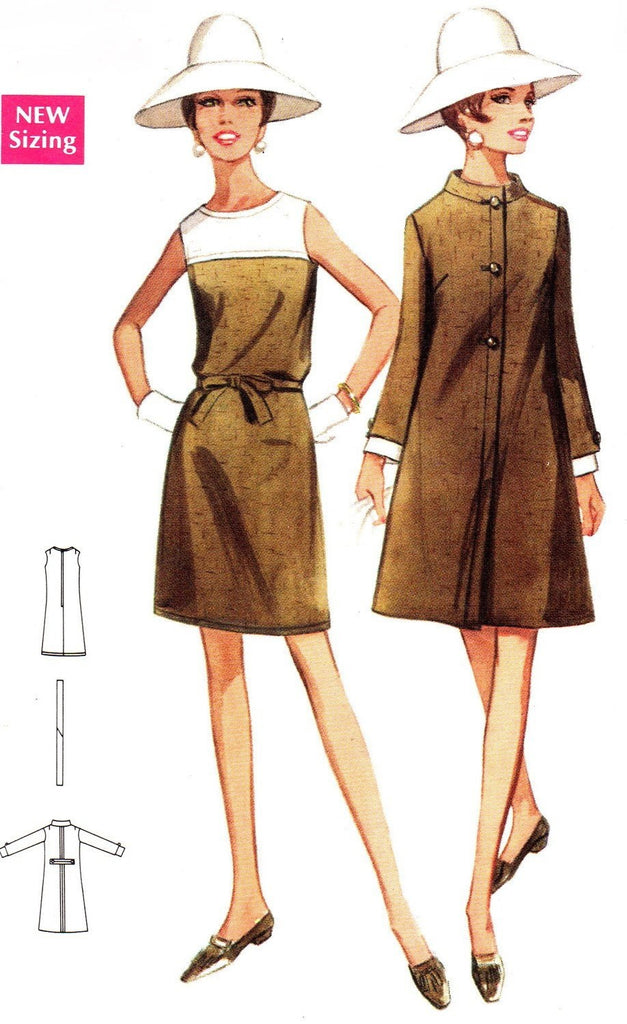 1960s MOD Dress and Coat Pattern BUTTERICK 4741 Slightly A Line Design Day or Dinner Party Ensemble Bust 38 Vintage Sewing Pattern UNCUT