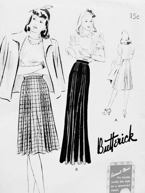 1940s Day or Evening Skirt Pattern BUTTERICK 9311 Fabulous Style Waist 28 Vintage Forties Sewing Pattern FACTORY FOLDED