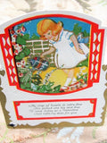 ADORABLE Original Valentine Greeting Card Girl Garden Vintage Valentines Day Greeting Card Collectible Valentines