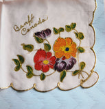 Beautiful HAND PAINTED 1930s Hanky Handkerchief Souvenir Banff Canada Hankie