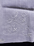 1930s Vintage Fine Hand Embroidered Hankie Handkerchief White Work Embroidery Wedding Bridal Bridesmaids Special Hanky