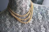 Vintage 1950s Amazing multi-strand lustrous pearl bead necklace bridal wedding evening high quality costume jewelry