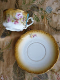 BEAUTIFUL Victorian Teacup and Saucer Pink Roses Lush Cabinet Cup and Saucer Tea Time China