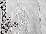 GORGEOUS Antique Victorian Fancy Small Tablecloth,Table Topper,Amazing Drawnthread Work,Raised WhiteWork,French Decor, Collectible Linens