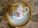 BEAUTIFUL Victorian Teacup and Saucer Pink Roses Lush Cabinet Cup and Saucer Tea Time China