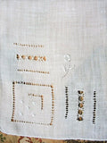 Vintage WEDDING HANDKERCHIEF Art Deco Raised Embroidery Bridal Hankie Stunning Madeira Drawnthread Work Linen Hanky