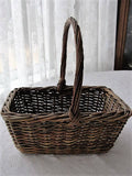 VINTAGE Lovely Farmhouse Basket Rustic Wedding Woodland Willow Twig Basket  Sturdy Handle Table Centerpiece  Garden Flower Girl Basket